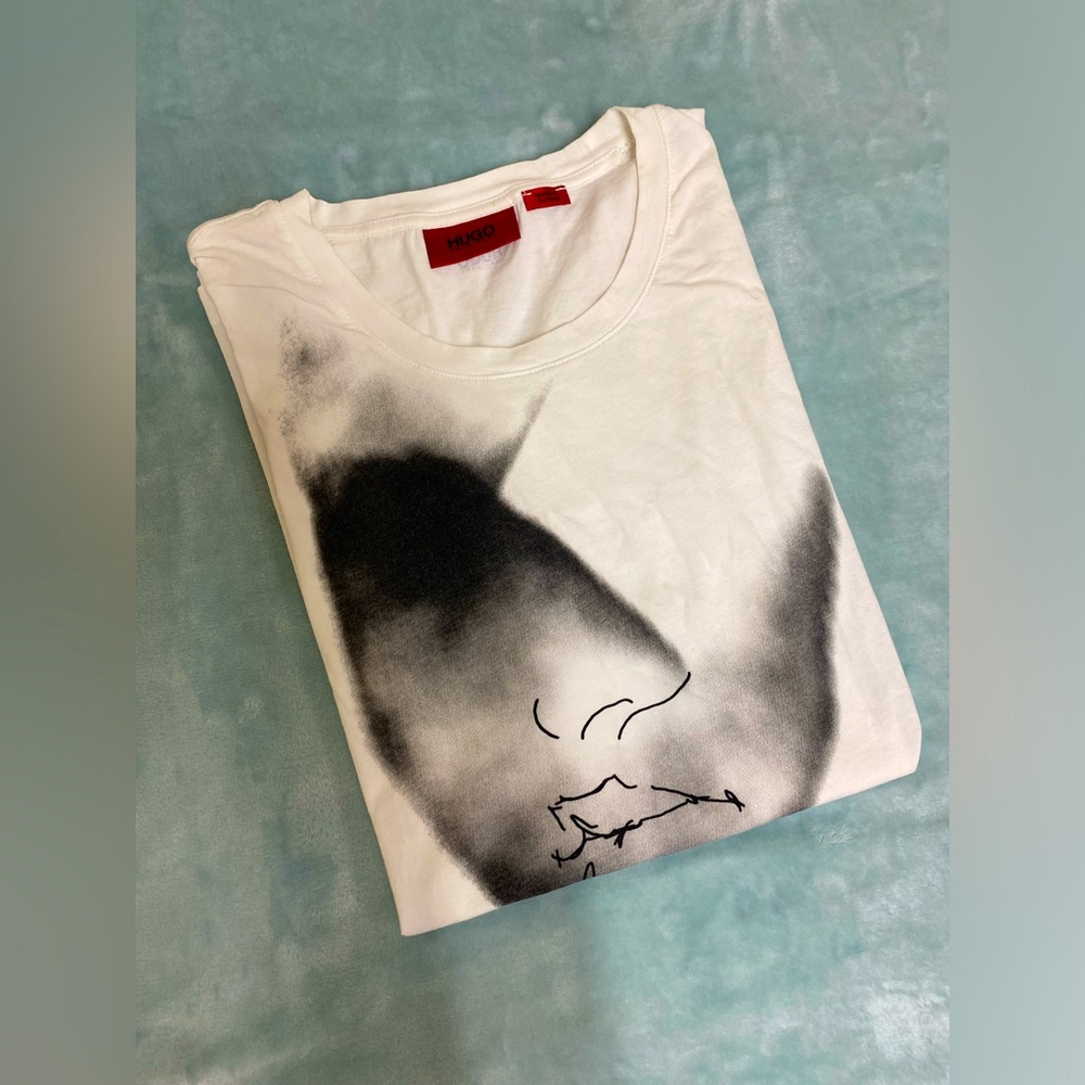 Hugo Boss T Shirt White Grey Black Design Men’s Size Large